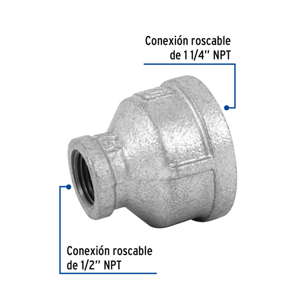Reduccion Campana Galvanizada 1"1/4 x  1/2" Galvaflow