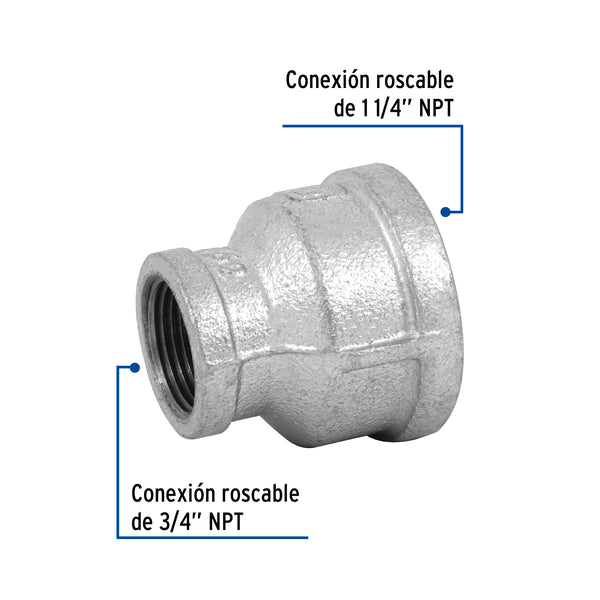 Reduccion Campana Galvanizada 1"1/4 x  3/4" Galvaflow