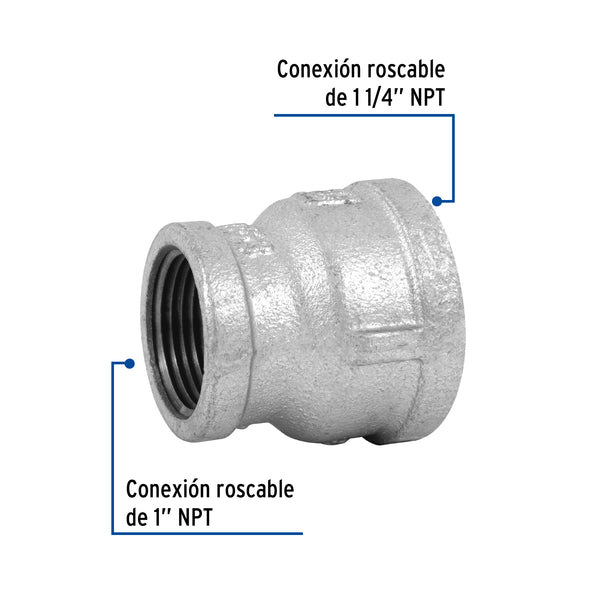 Reduccion Campana Galvanizada 1"1/4 (32 mm) x 1" (25 mm) Galvaflow