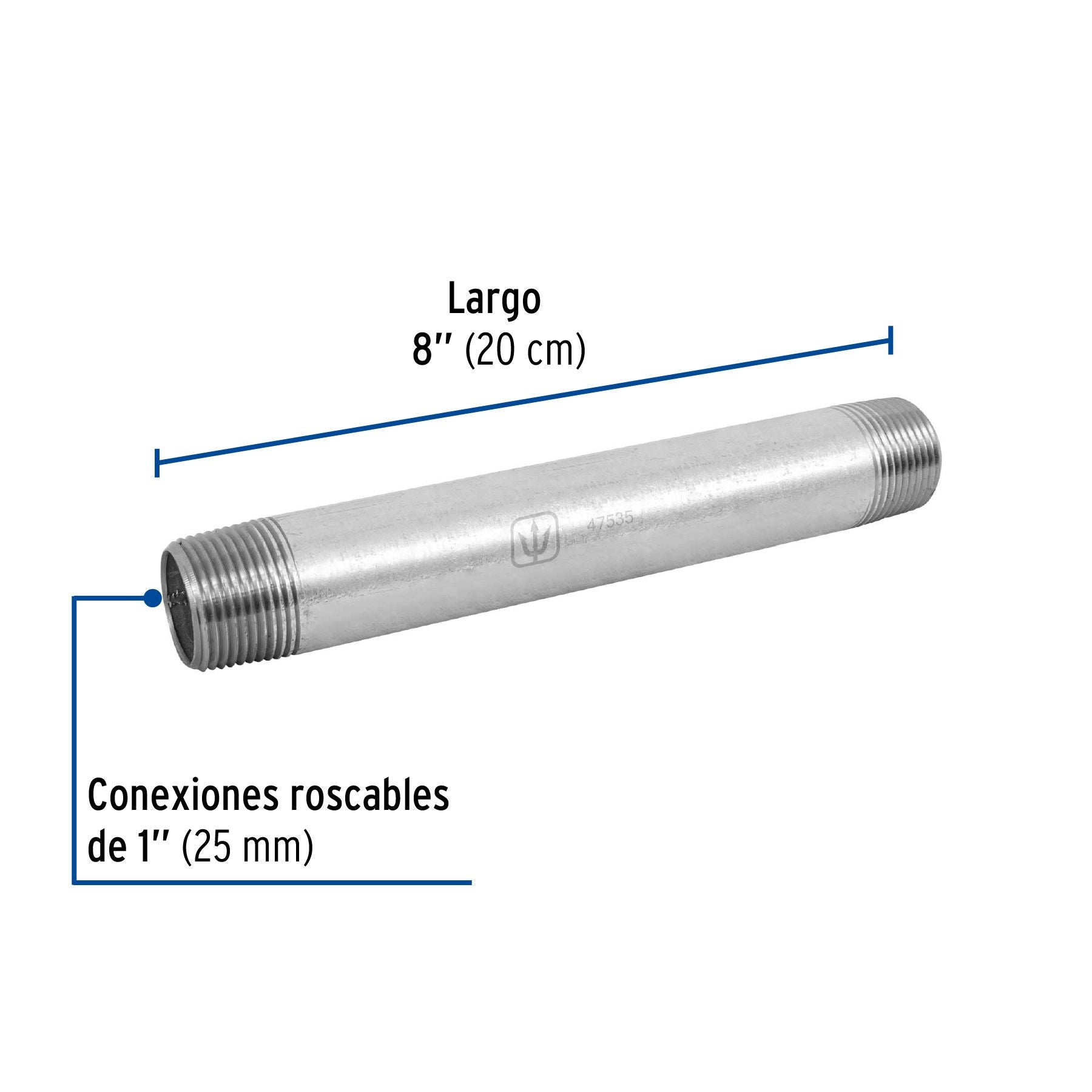 Niple Galvanizado 1" x  8" FOSET