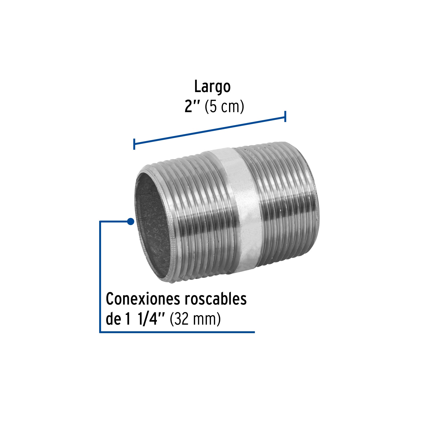 Niple Galvanizado 1"1/4 (32 mm) X 2" (5 cm) Galvaflow
