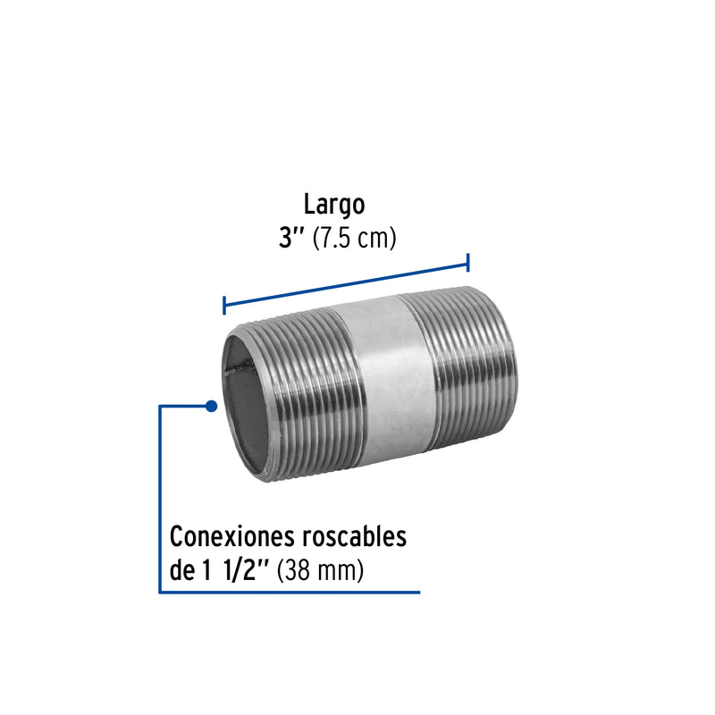 Niple Galvanizado 1"1/2 (38 mm) X 3" (7.5 cm) Galvaflow