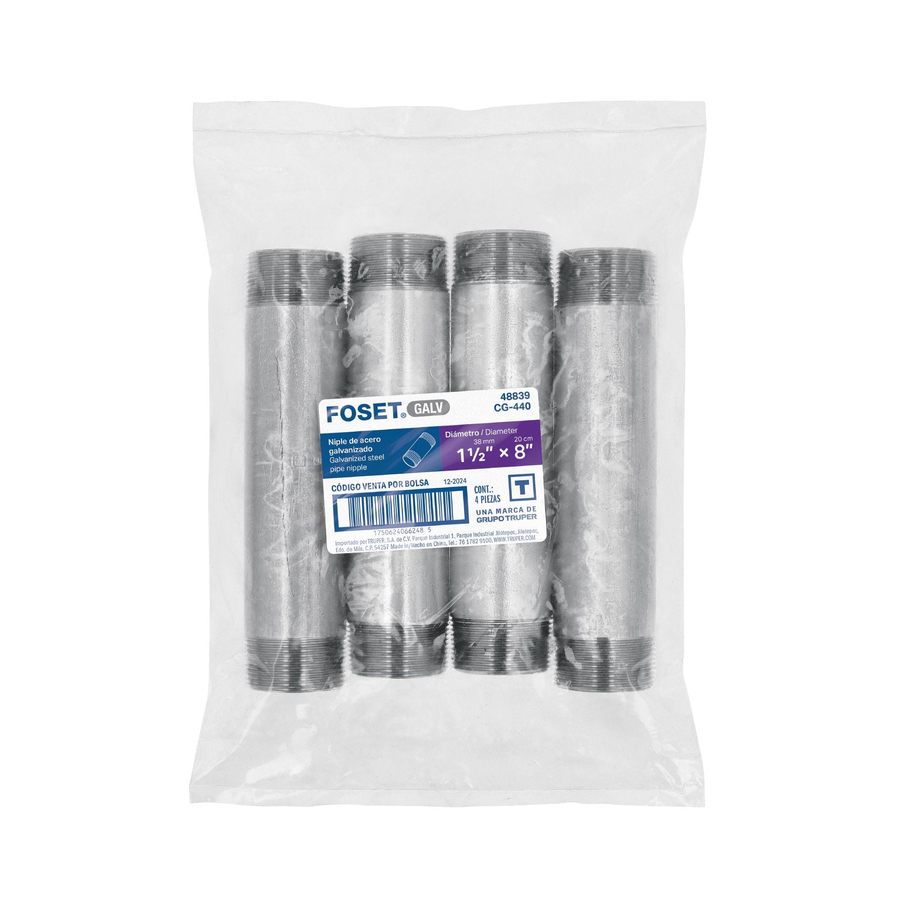 Niple Galvanizado 1"1/2 x  8" FOSET