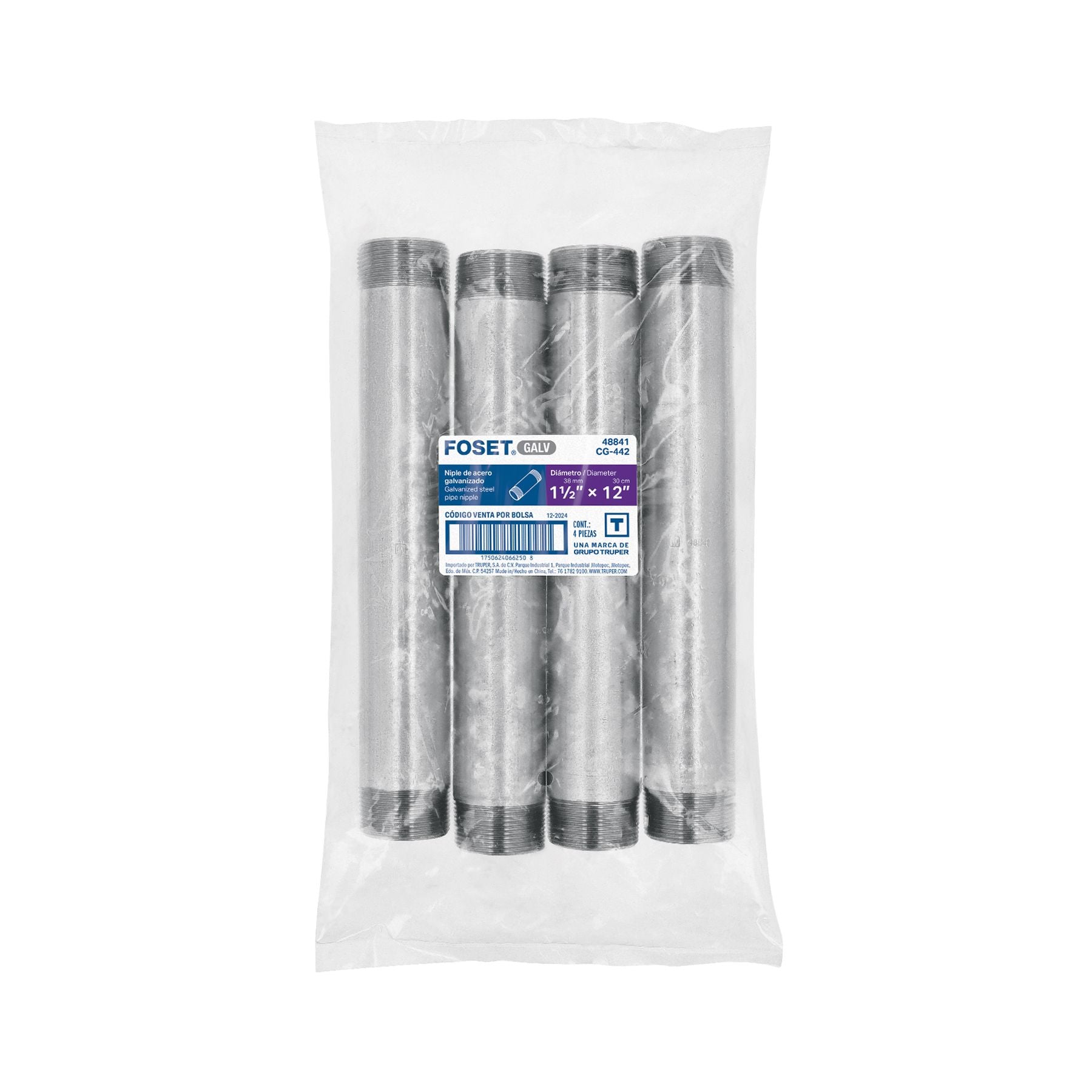 Niple Galvanizado 1"1/2 x 12" FOSET