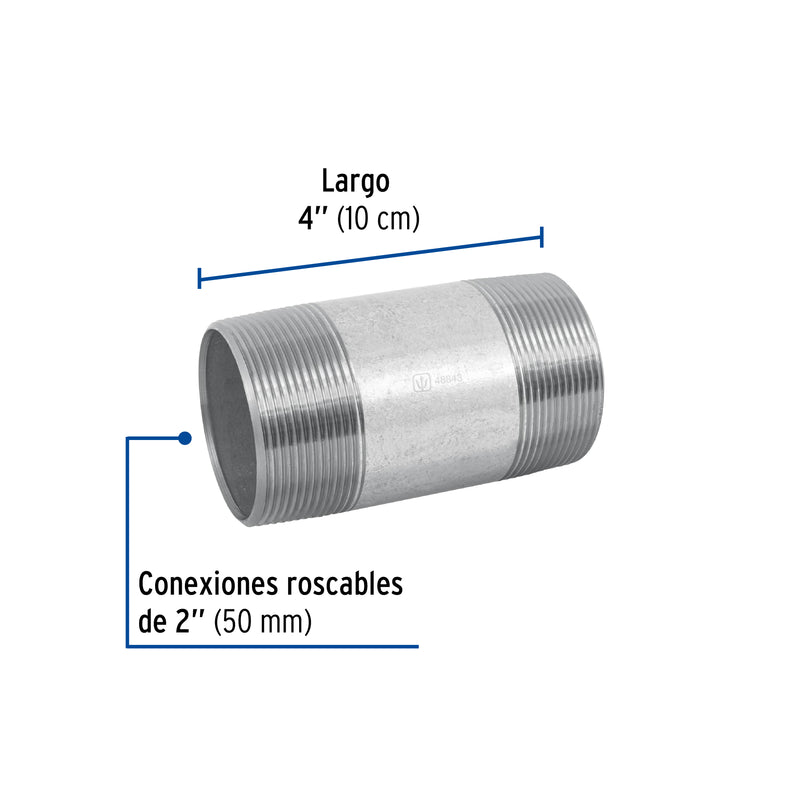 Niple Galvanizado 2" (50 mm) X 4" (10 cm) Galvaflow