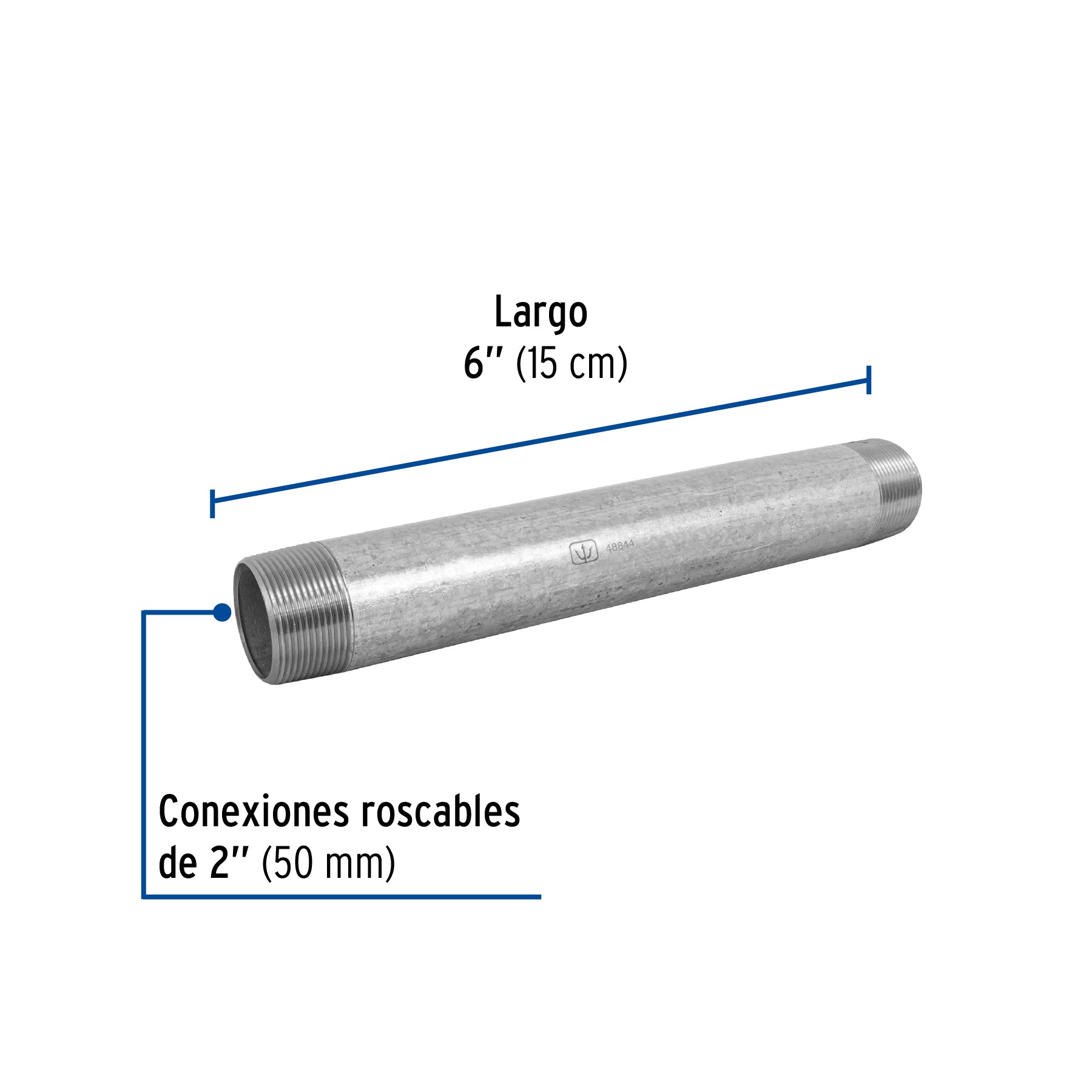 Niple Galvanizado 2" (50 mm) X 6" (15 cm) Galvaflow