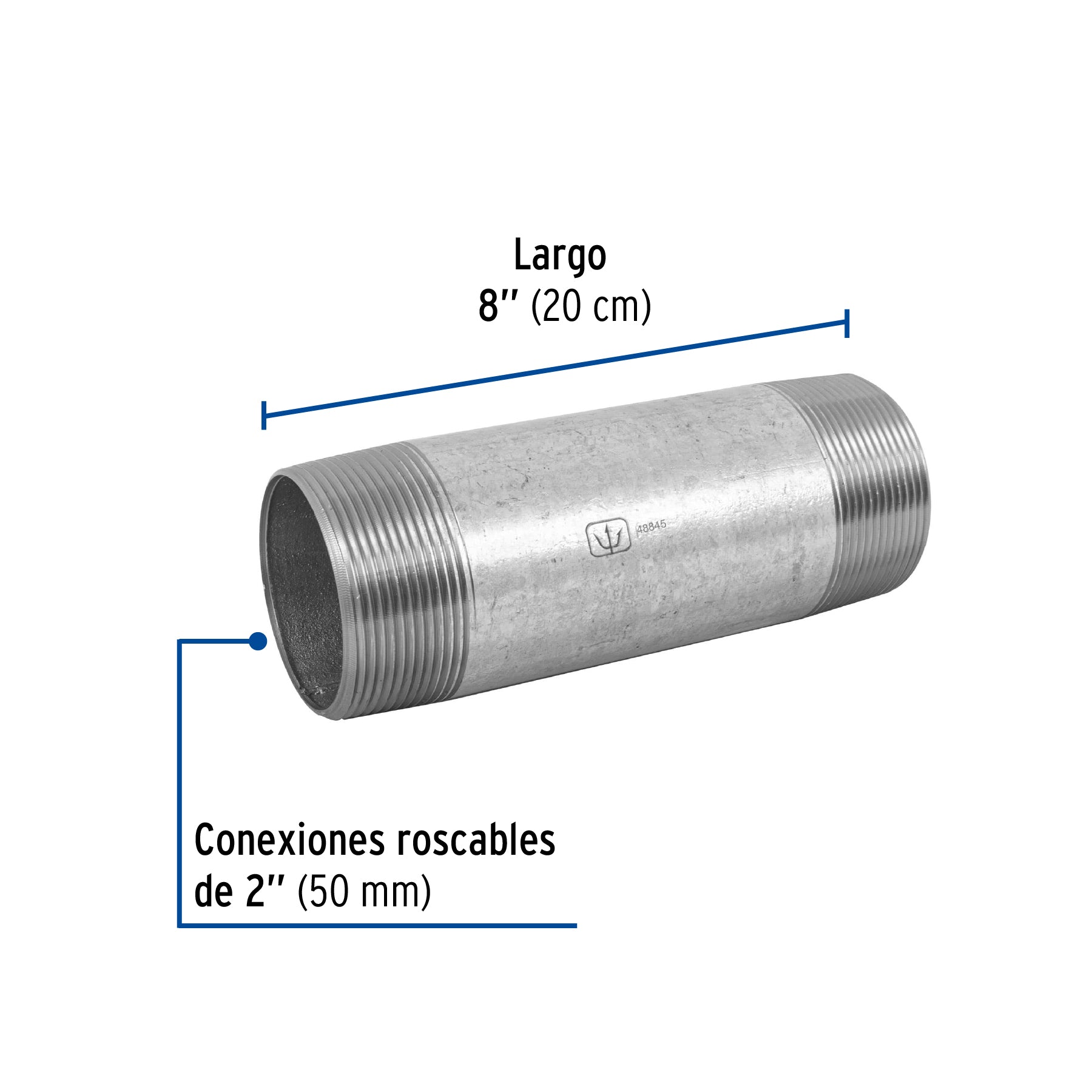Niple Galvanizado 2" X 8" Galvaflow