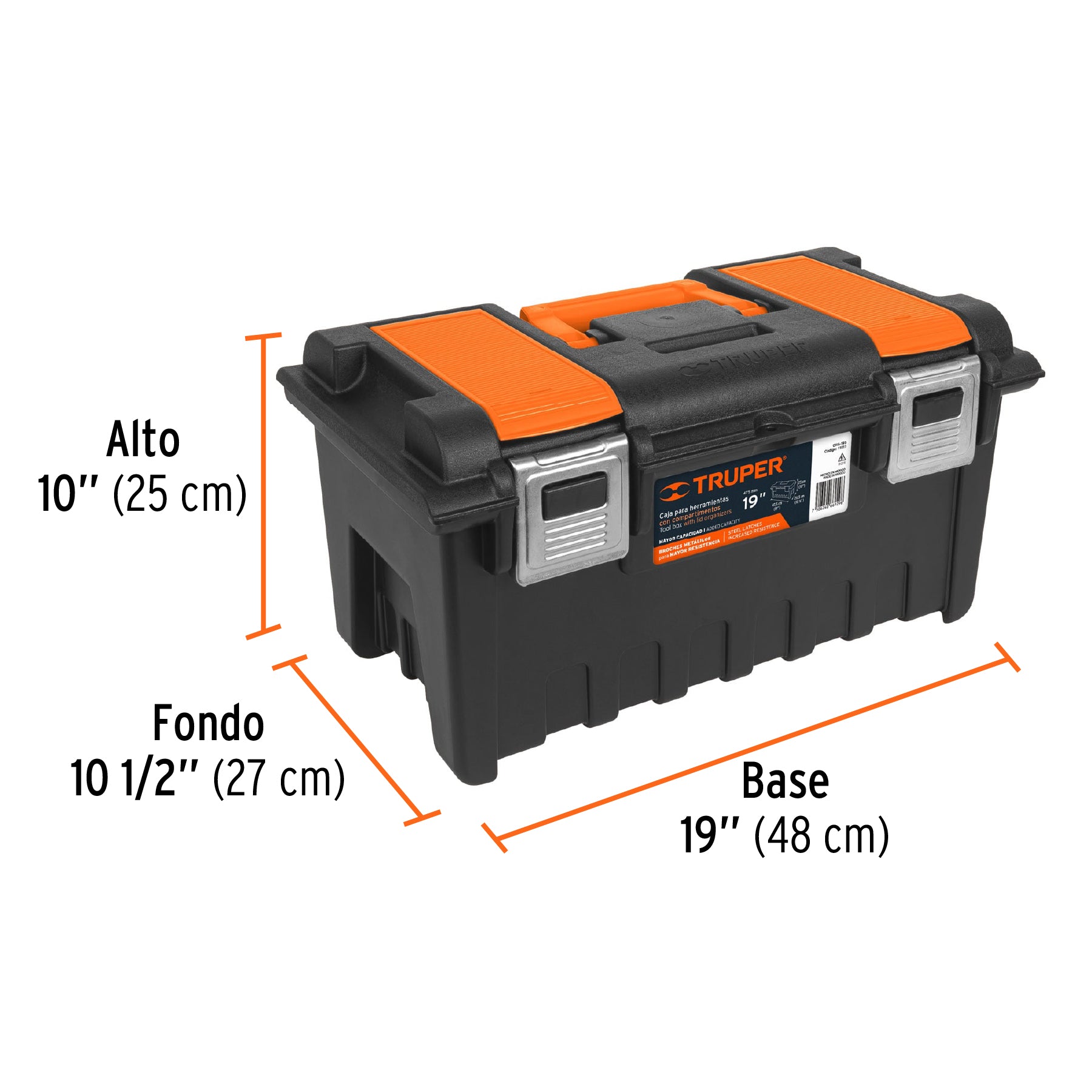 Caja para Herramienta Plastica con Broches Metalicos 19" Truper