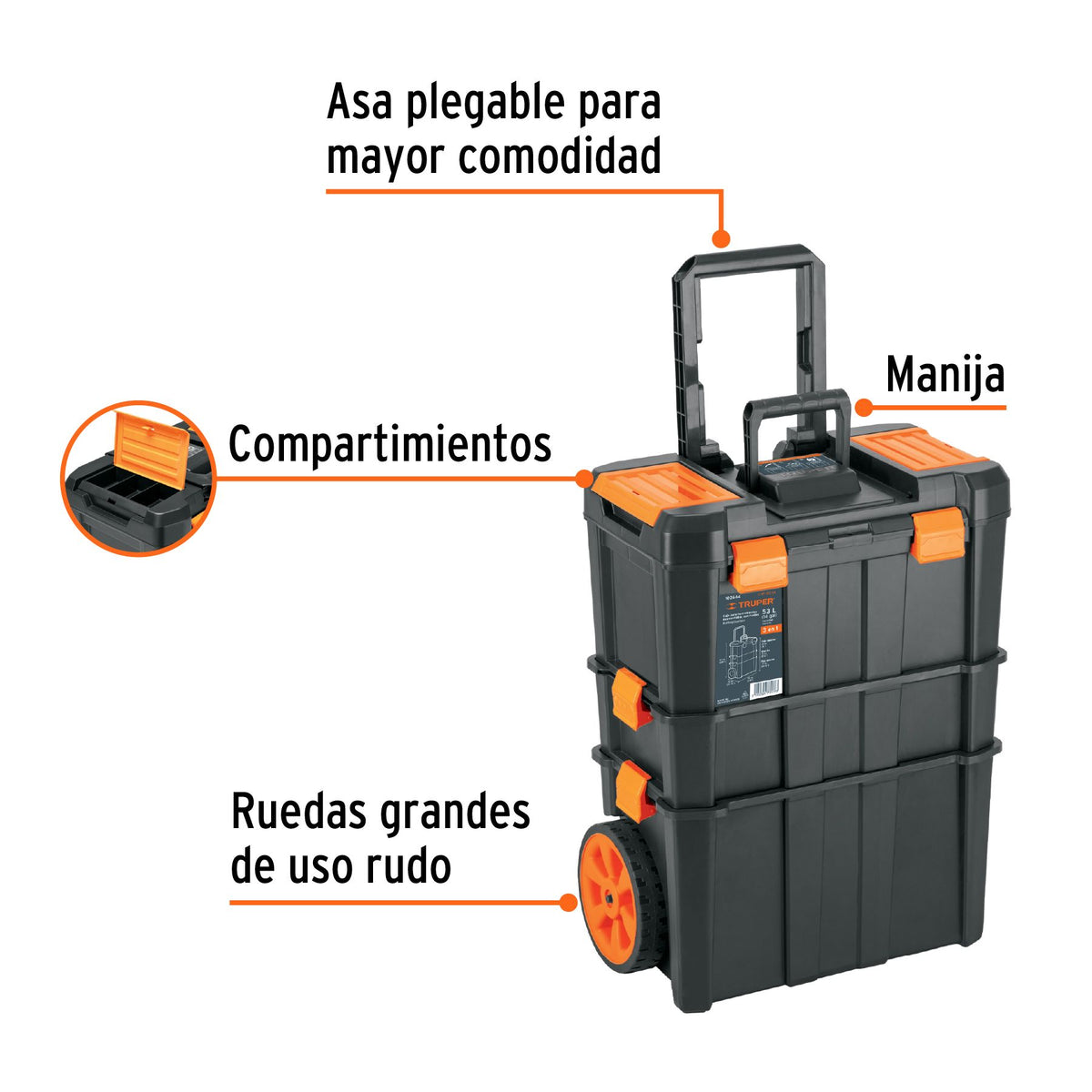 Caja para Herramienta con Ruedas 3 en 1 Desmontable Truper
