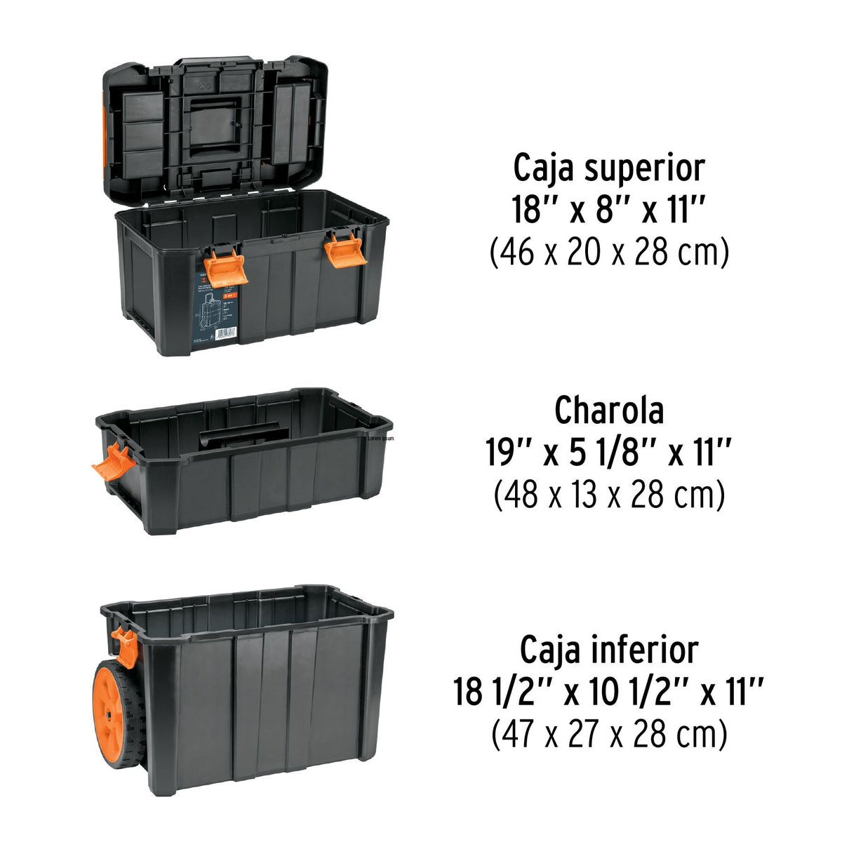 Caja para Herramienta con Ruedas 3 en 1 Desmontable Truper