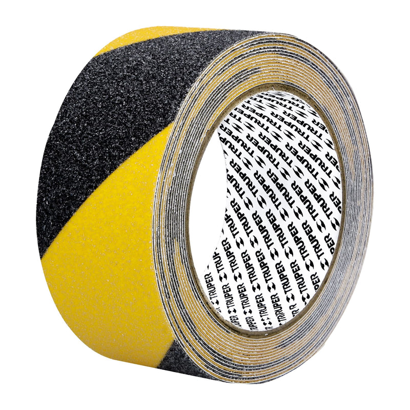 Cinta Adhesiva Antiderrapante 50 mm x 5 mts Bicolor Amarillo con Negro Truper