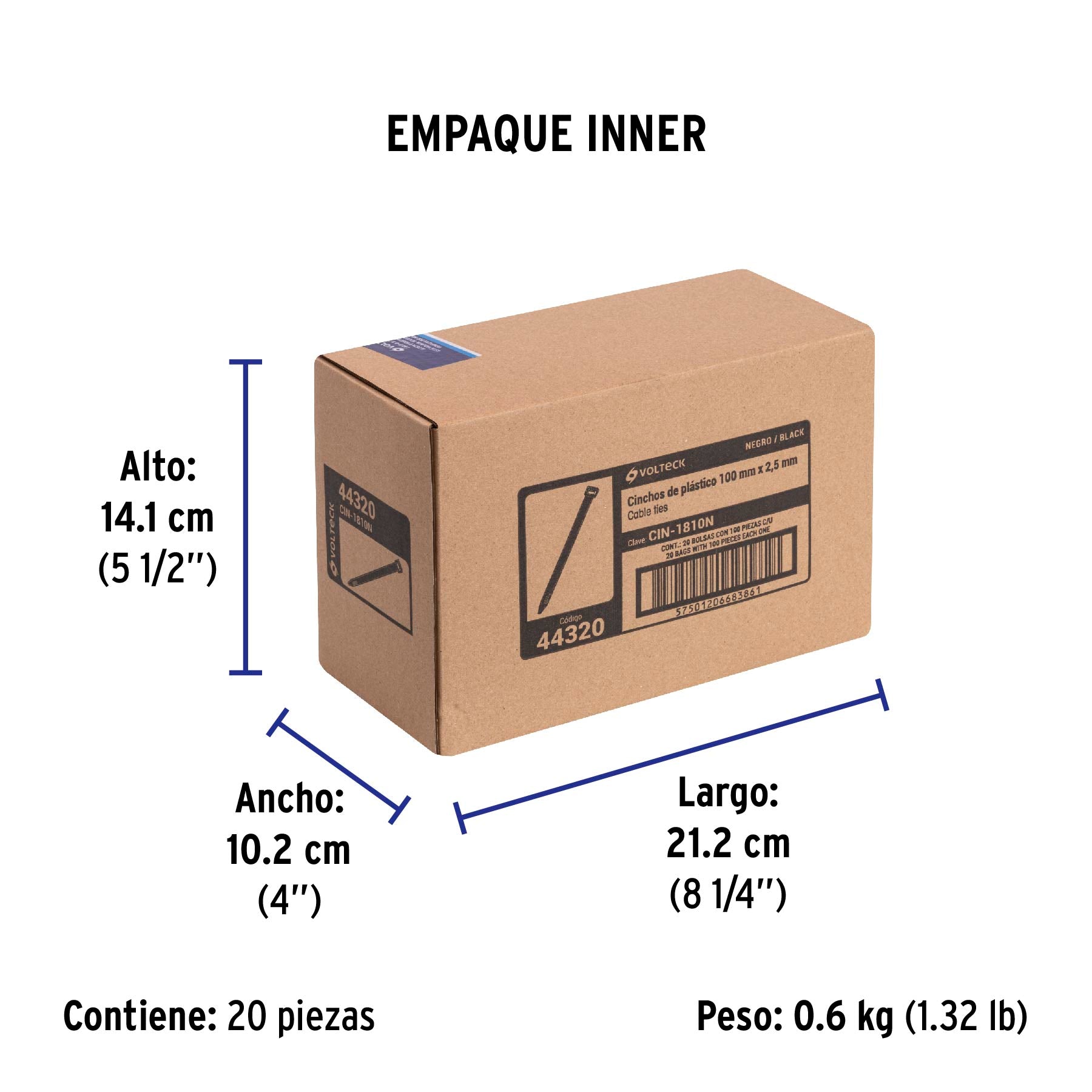 Cincho Plastico Negro 10 cm x 2.5 mm Bolsa 100 Piezas Volteck