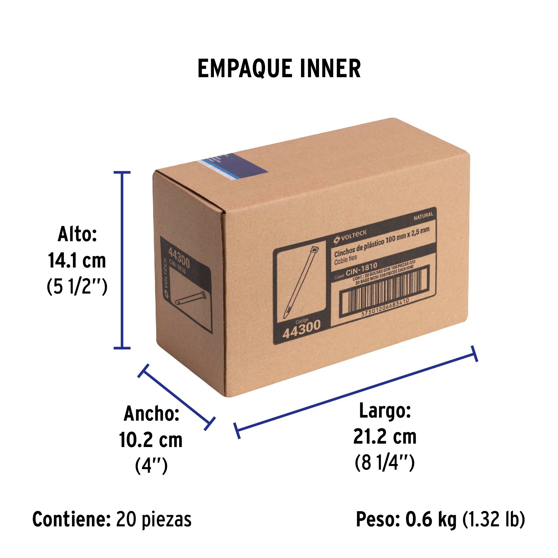 Cincho Plastico Transparente 10 cm x 2.5 mm por Pieza Volteck