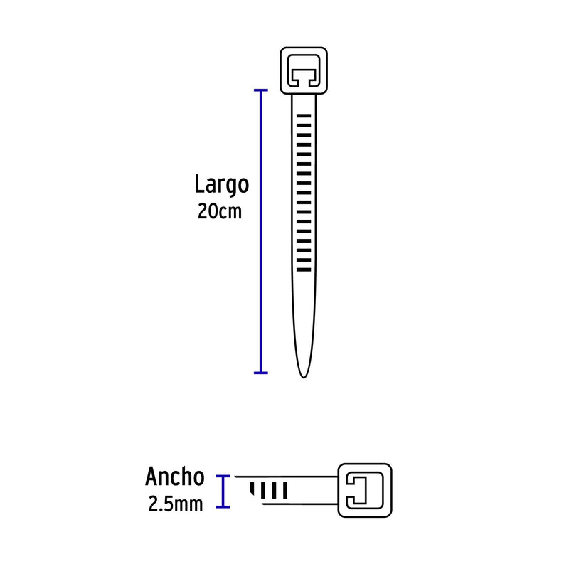 Cincho Plastico Transparente Volteck 20 cm x 2.5 mm