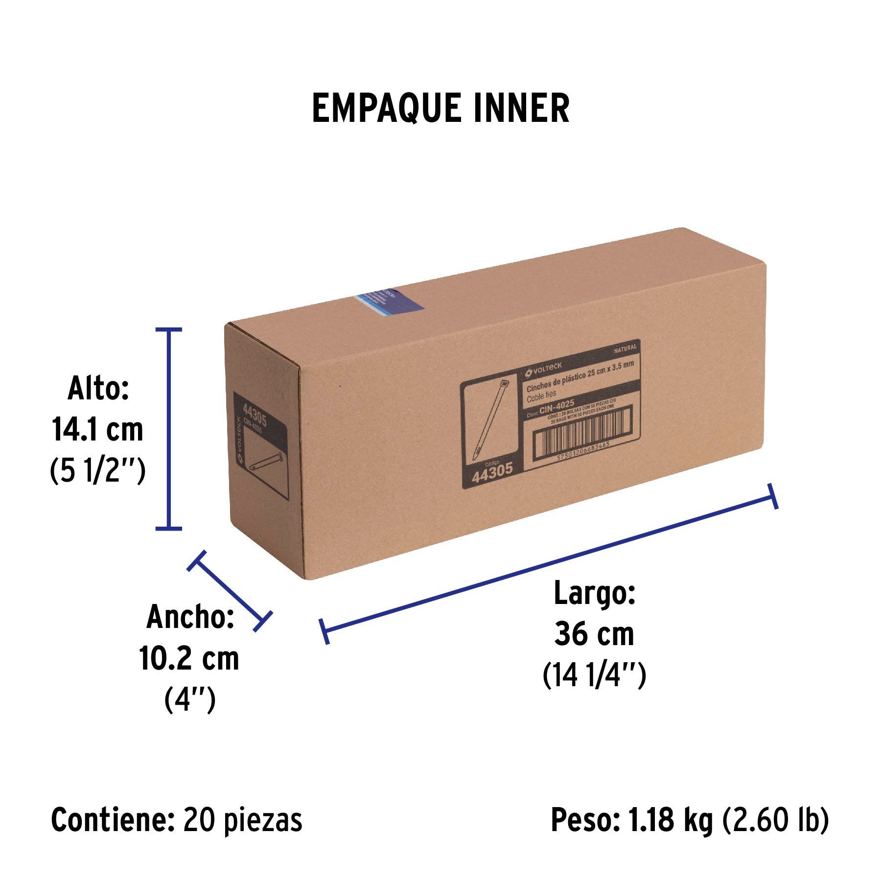 Cincho Plastico Transparente 25 cm x  3.5 mm Bolsa 50 Piezas Volteck