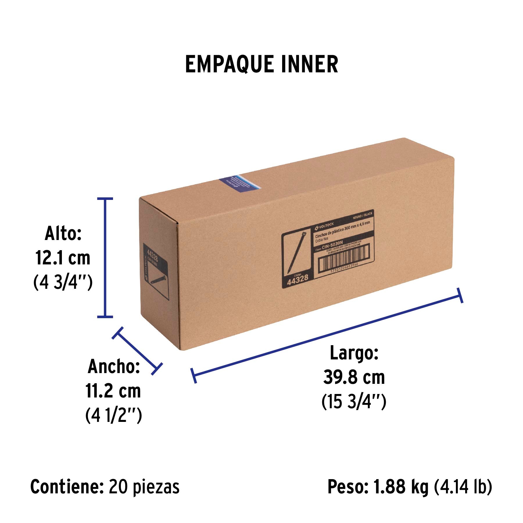 Cincho Plastico Negro 30 cm x 4.5 mm Bolsa 50 Piezas Volteck
