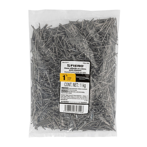 Clavo sin Cabeza Alfilerillo  1" (25 mm) Fiero Bolsa 1 Kg