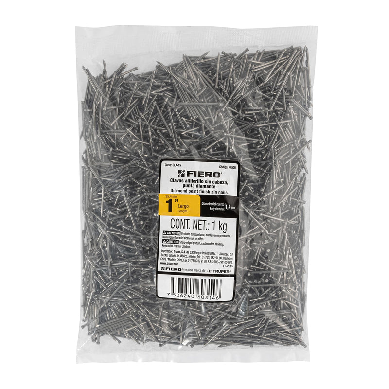 Clavo sin Cabeza Alfilerillo  1" (25 mm) Fiero Bolsa 1 Kg