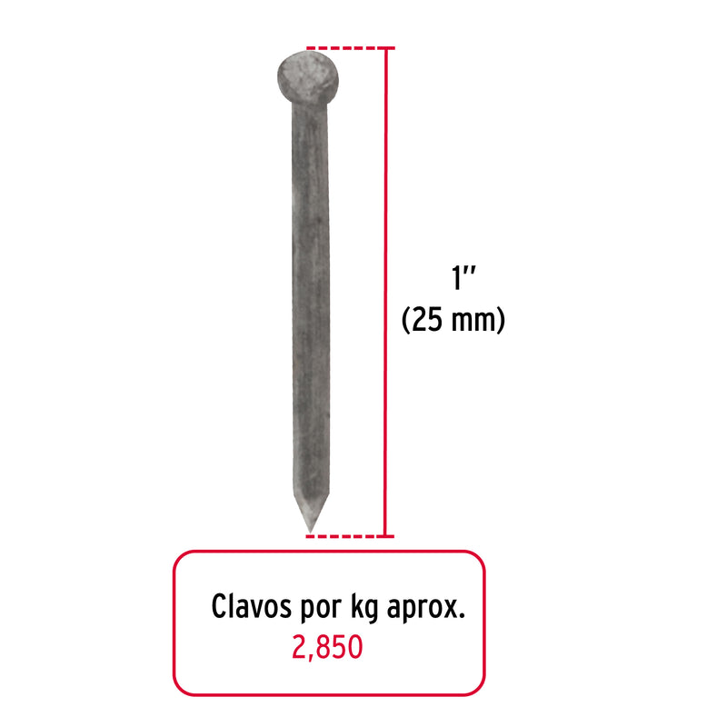 Clavo sin Cabeza Alfilerillo  1" (25 mm) Fiero Bolsa 1 Kg