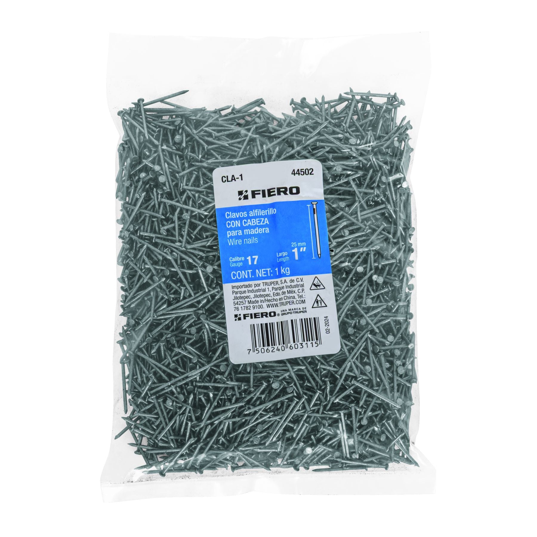 Clavo con Cabeza Alfilerillo 1" Fiero Bola 1 Kilo