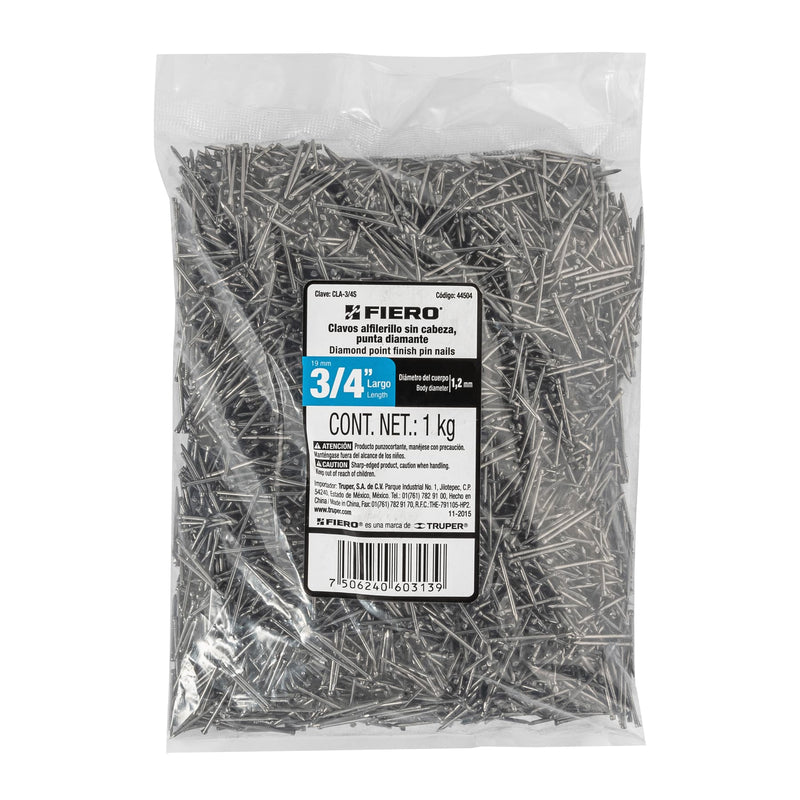 Clavo sin Cabeza Alfilerillo 3/4" (19 mm) Fiero Bolsa 1 Kg