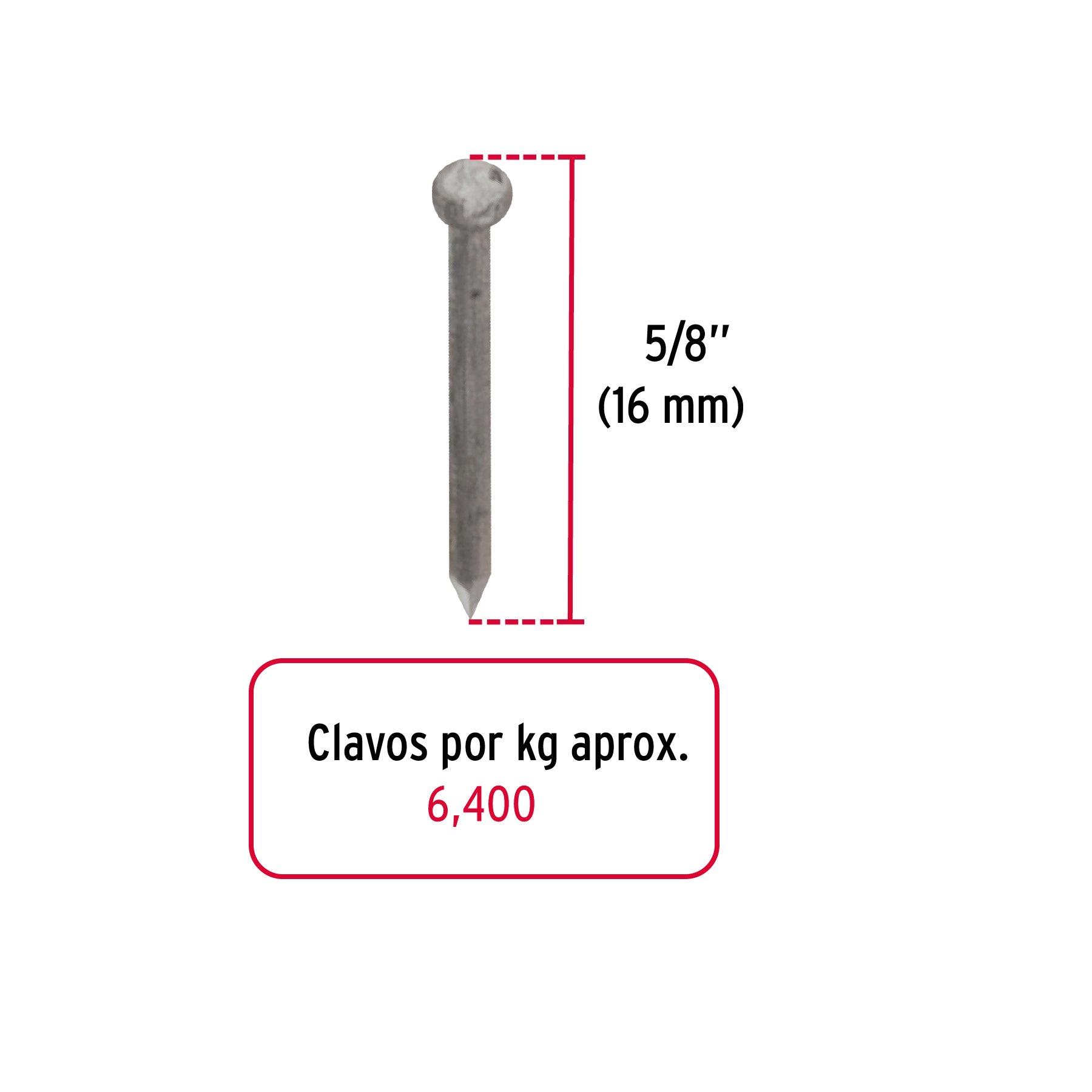 Clavo sin Cabeza Alfilerillo 5/8" (16 mm) Fiero 100 Gramos