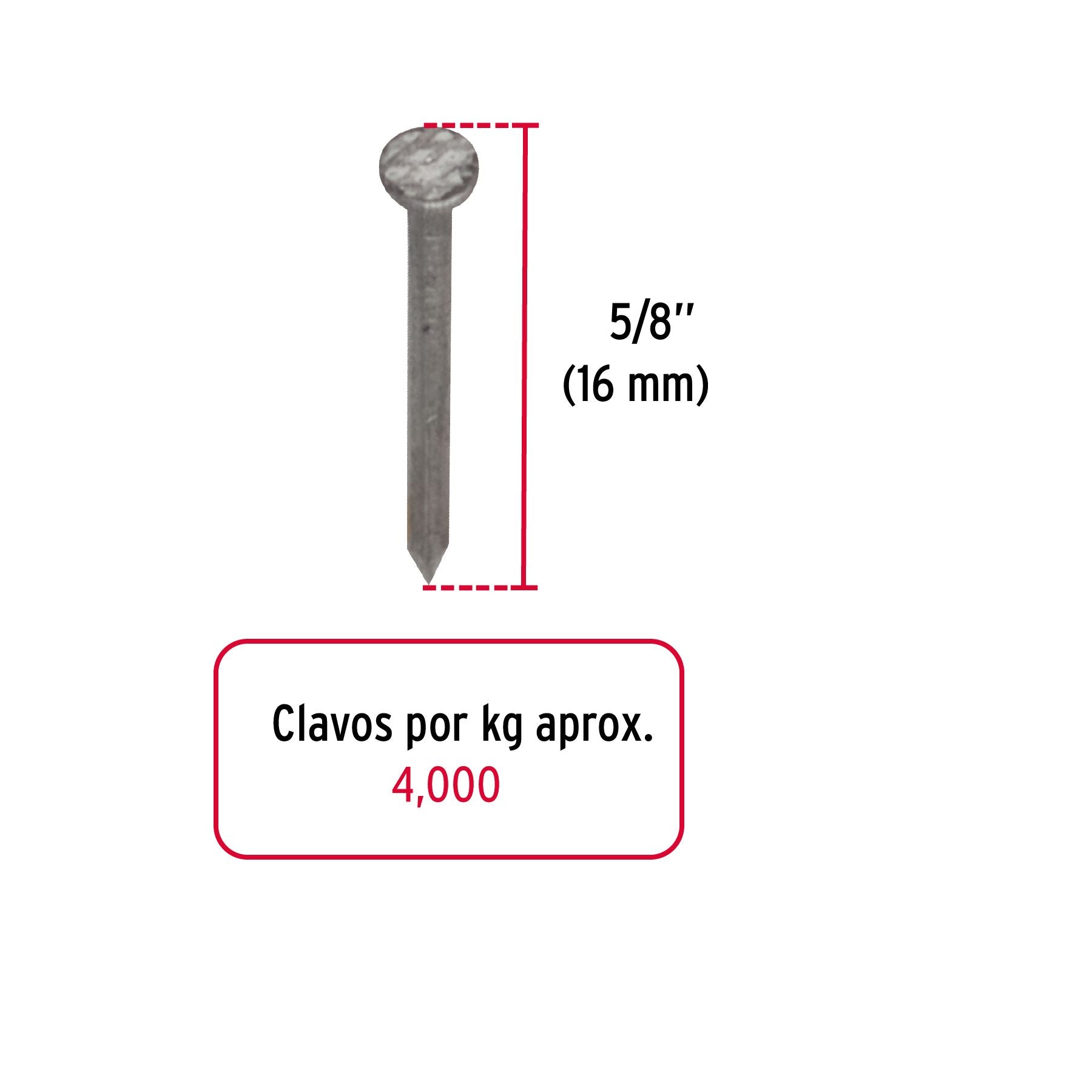 Clavo con Cabeza Alfilerillo  5/8" Fiero Bolsa 1 Kilo