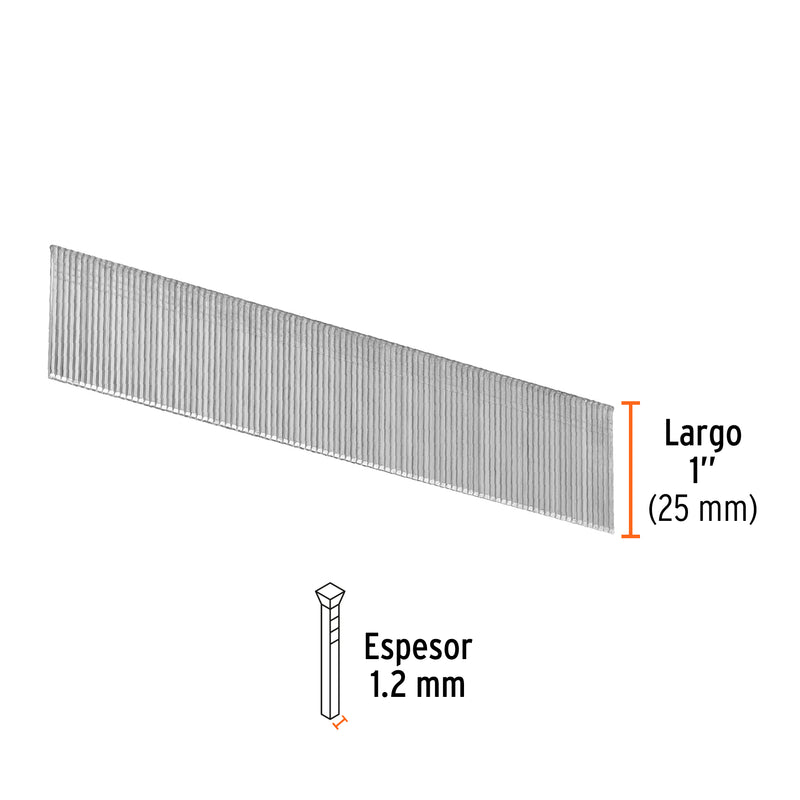 Clavos Clavadora Neumatica Calibre 18 Caja con 5,000 Truper 1" (25 mm)