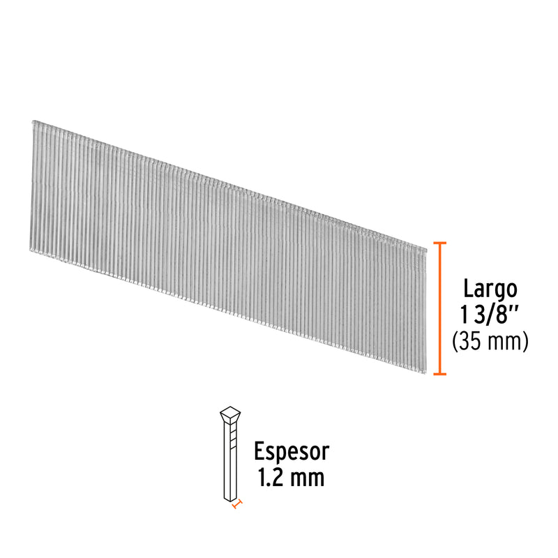 Clavos Clavadora Neumatica Calibre 18 Caja con 5,000 Truper 1"3/8 (35 mm)