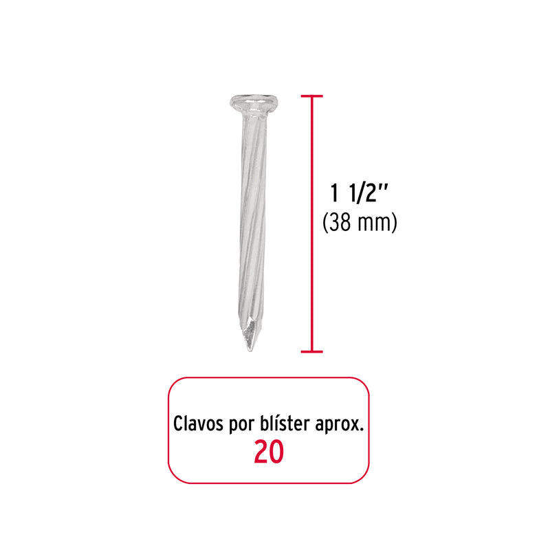 Blister Clavo Galvanizado para Concreto 1"1/2 (38 mm) Fiero 20 Piezas