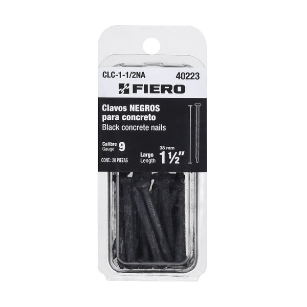 Blister Clavo Negro para Concreto 1"1/2 (38 mm) Fiero 20 Piezas