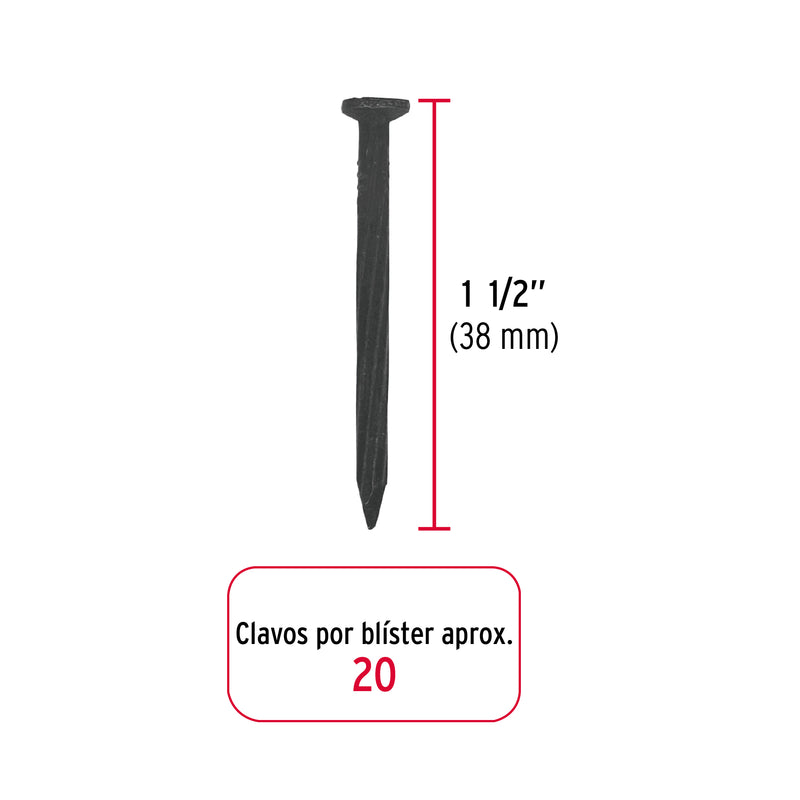 Blister Clavo Negro para Concreto 1"1/2 (38 mm) Fiero 20 Piezas