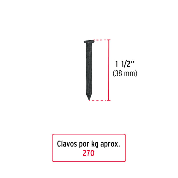 Clavo Negro para Concreto 1"1/2 (38 mm) Fiero