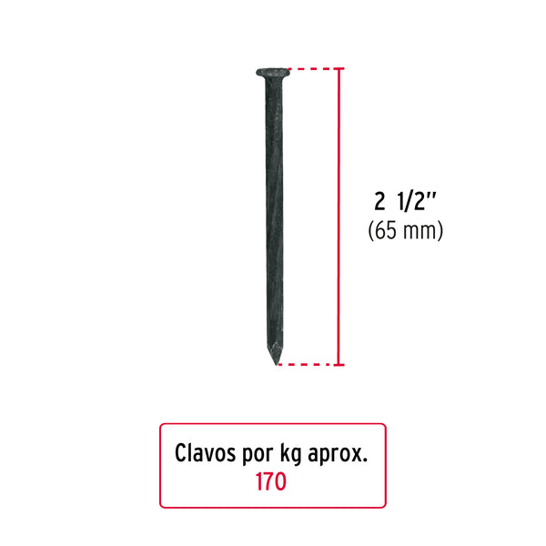 Clavo Negro para Concreto 2"1/2 (64 mm) Fiero