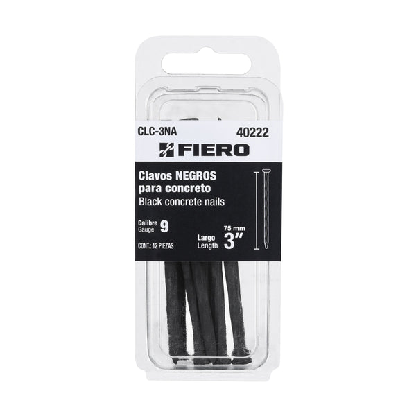 Blister Clavo Negro para Concreto 3" (75 mm) Fiero 12 Piezas