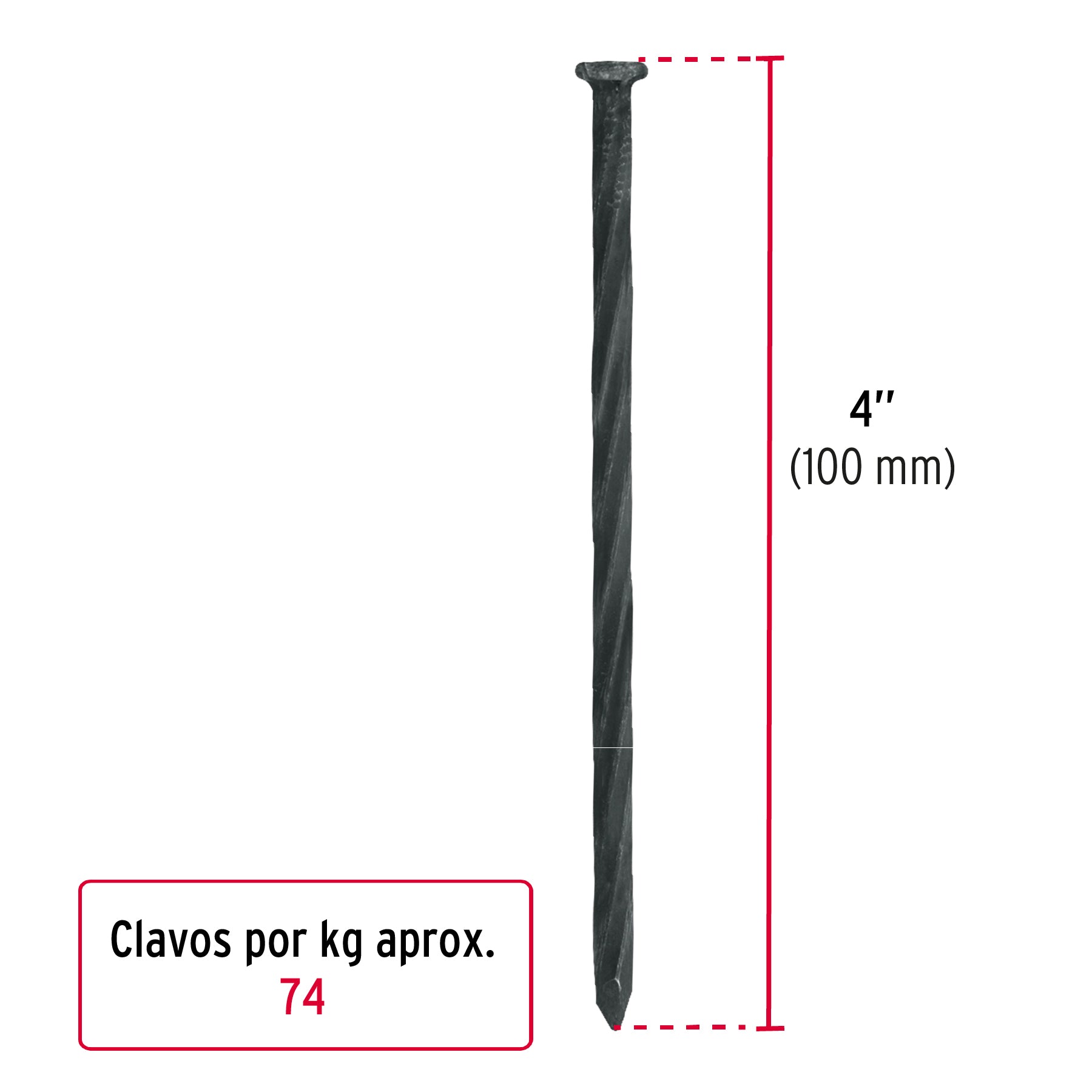 Clavo Negro para Concreto 4" (102 mm) Fiero