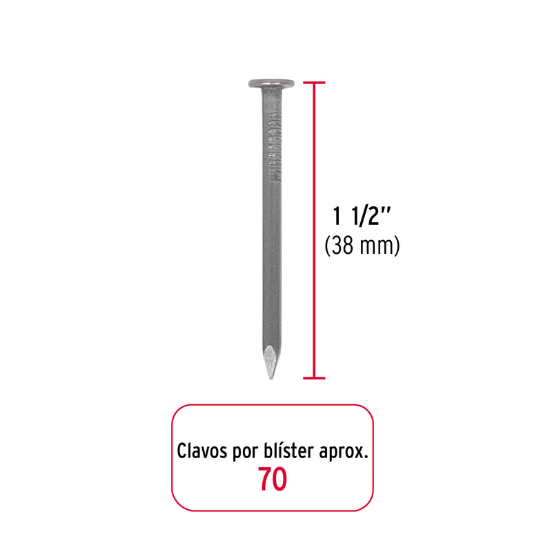 Blister Clavo con Cabeza Standard 1"1/2 (38 mm) Fiero 70 Piezas