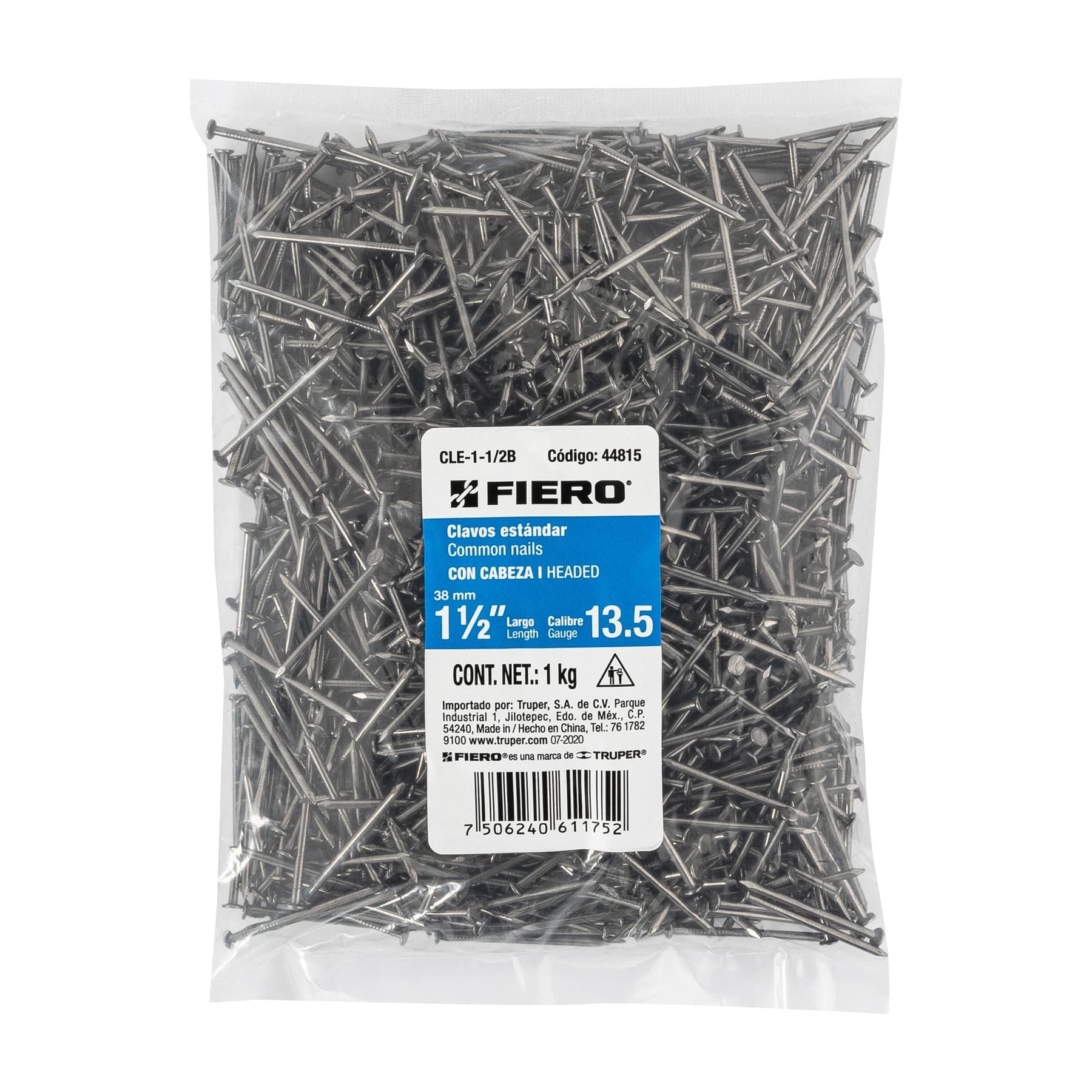 Clavo con Cabeza Estandar 1"1/2 Fiero Bolsa 1 Kg