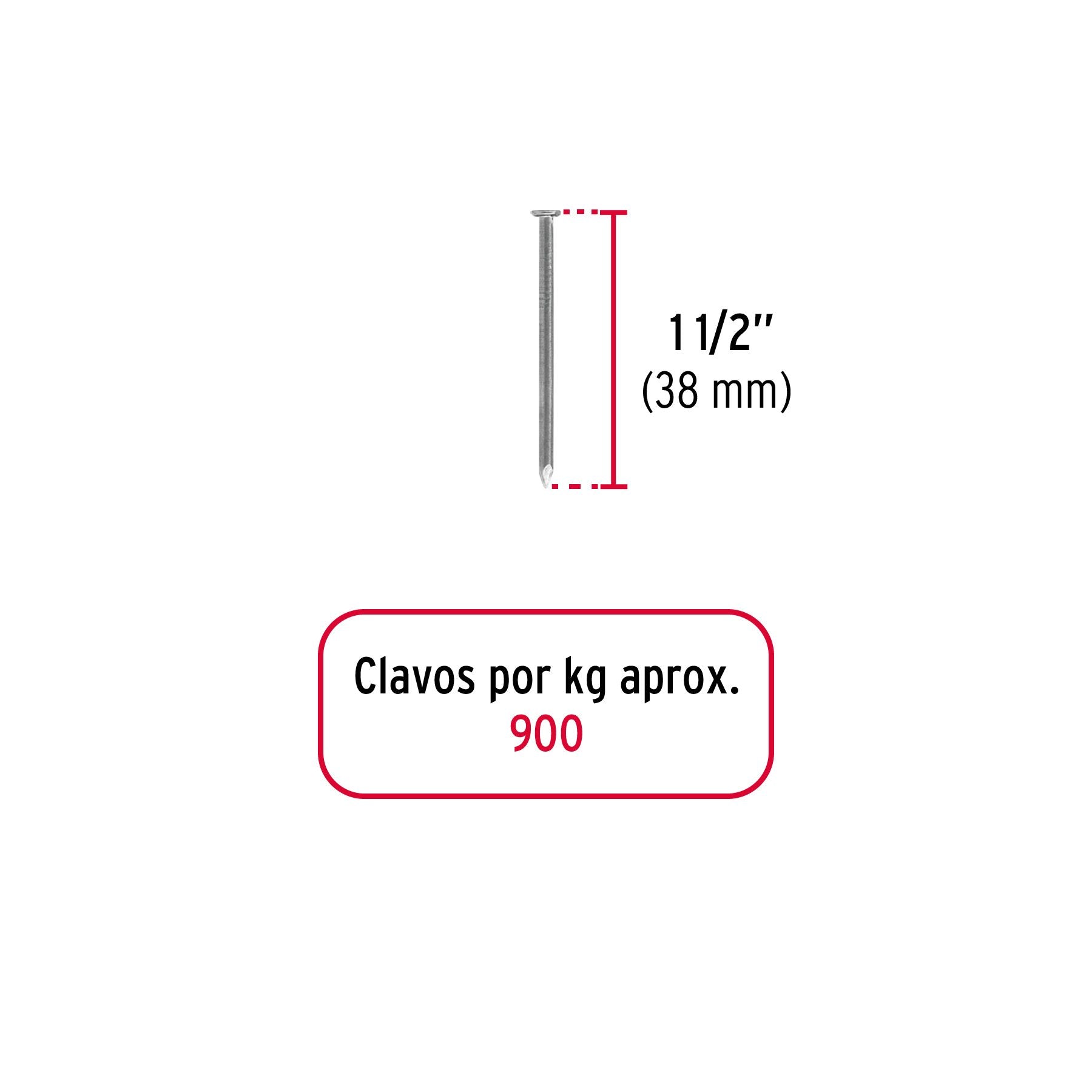 Clavo con Cabeza Estandar 1"1/2 Fiero Bolsa 1 Kg