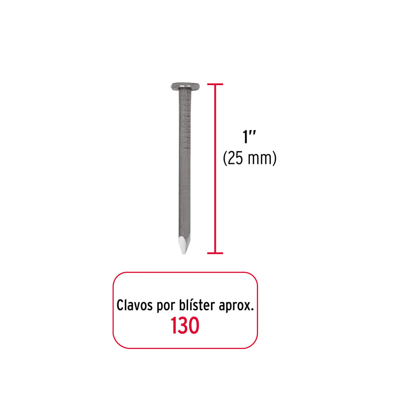 Blister Clavo con Cabeza Standard 1" (25 mm) Fiero 130 Piezas