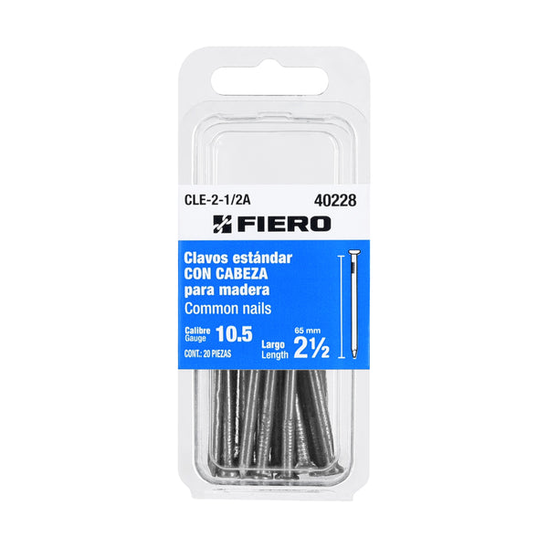 Blister Clavo con Cabeza Standard 2"1/2 (64 mm) Fiero 20 Piezas