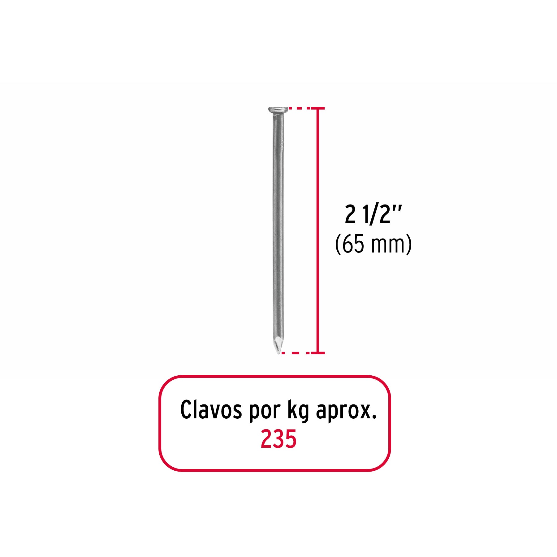 Clavo con Cabeza Standard 2"1/2 Fiero 500 gms