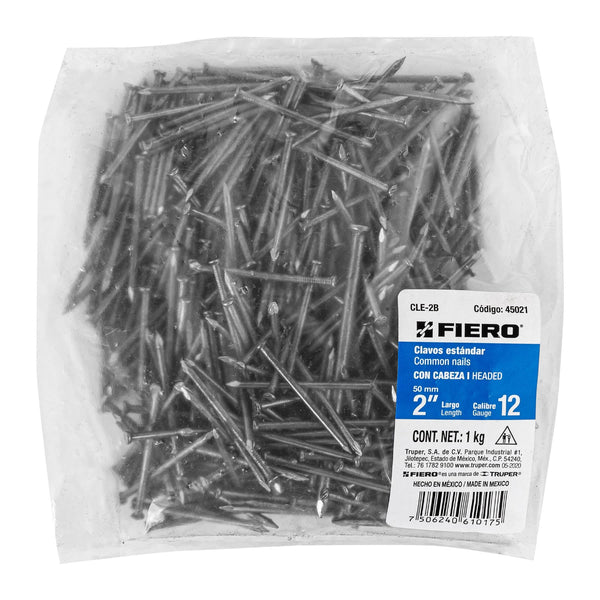 Clavo con Cabeza Standard 2" (50 mm) Fiero Bolsa 1 Kg