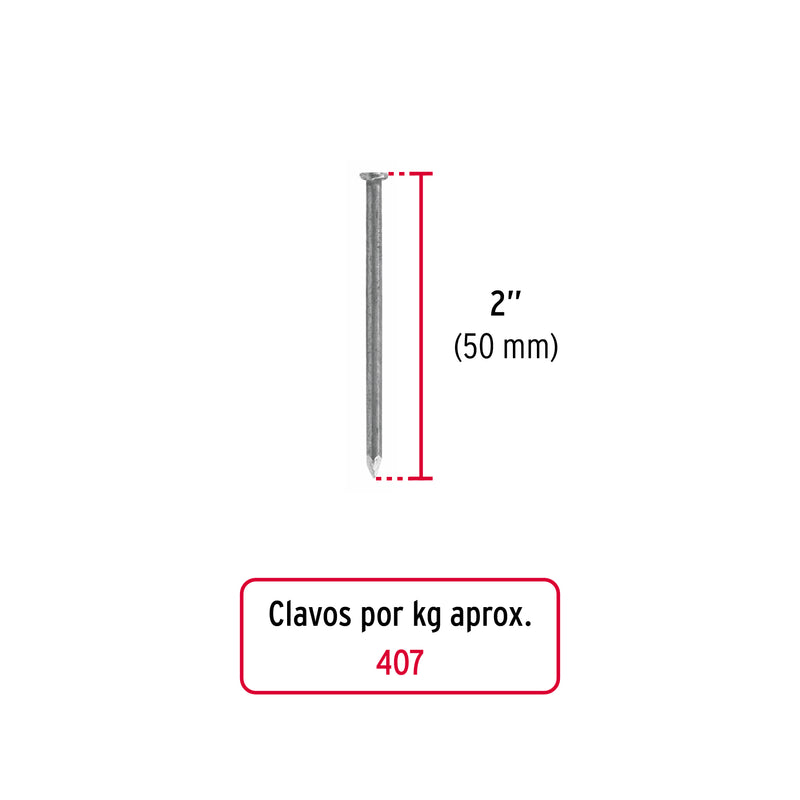 Clavo con Cabeza Standard 2" (50 mm) Fiero Bolsa 1 Kg