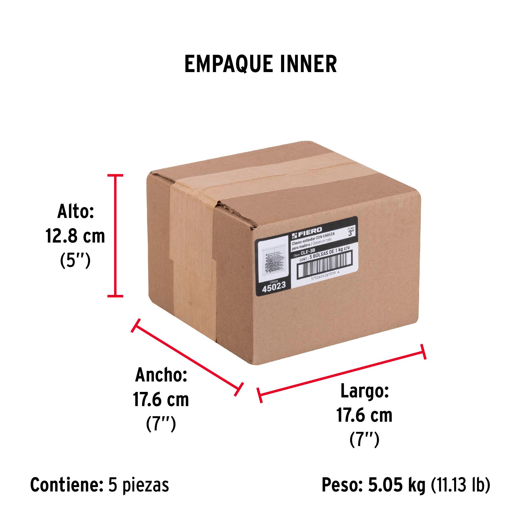 Clavo con Cabeza Standard 3" (Fiero Bolsa 1 Kg