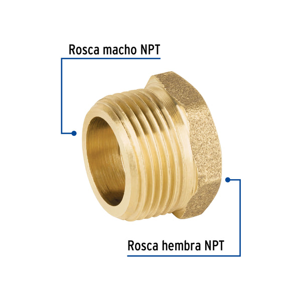 Reduccion Bushing de Laton 3/4" x 1/2" Foset