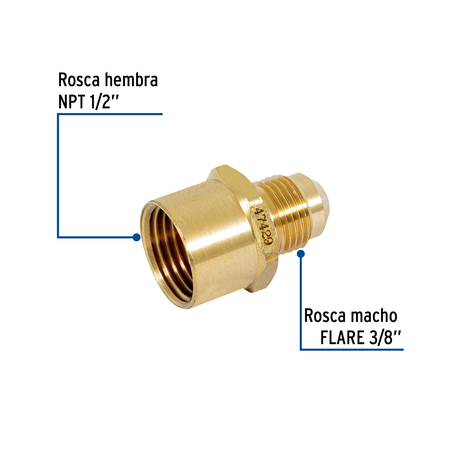 Niple Campana para Gas 3/8" Flare x 1/2" NPT Foset