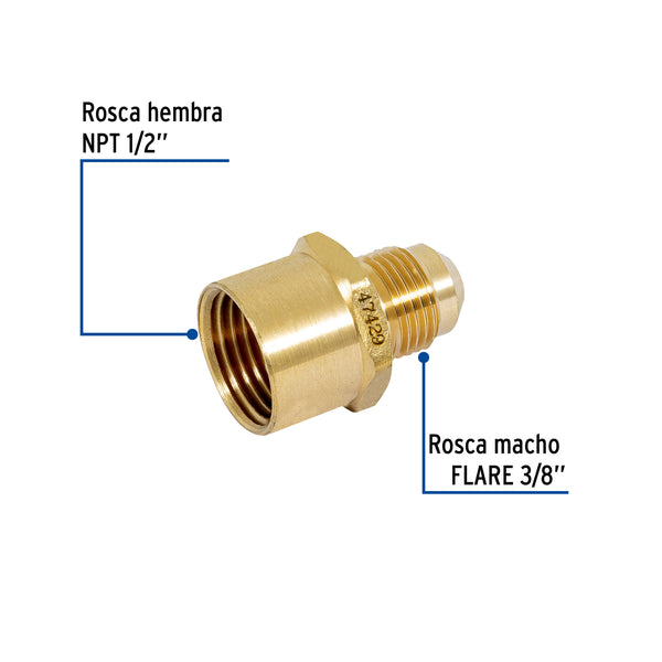 Niple Campana para Gas 3/8" Flare x 1/2" NPT Foset