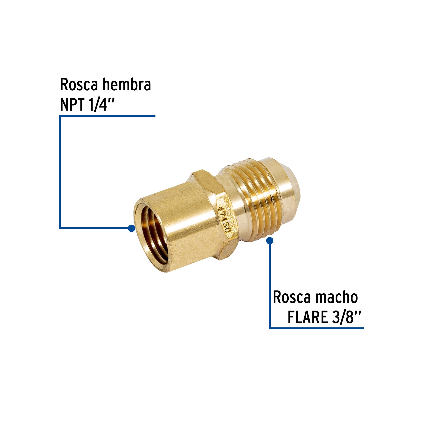 Niple Campana para Gas 3/8" Flare x 1/4" NPT Foset