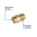 Niple Campana para Gas 1/2" Flare x 3/8" NPT Foset